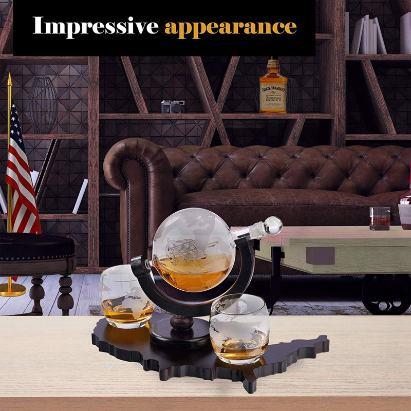 Branham Glass 3 - Piece Whiskey Decanter Set