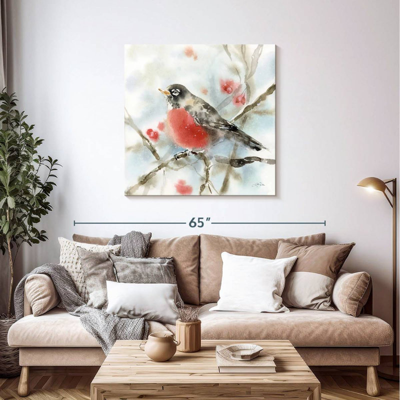 Brampt Perched Winter Robin, 39" H x 39" W