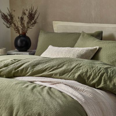Malton Stripe Cotton Striped Duvet Cover Set with Pillowcases
