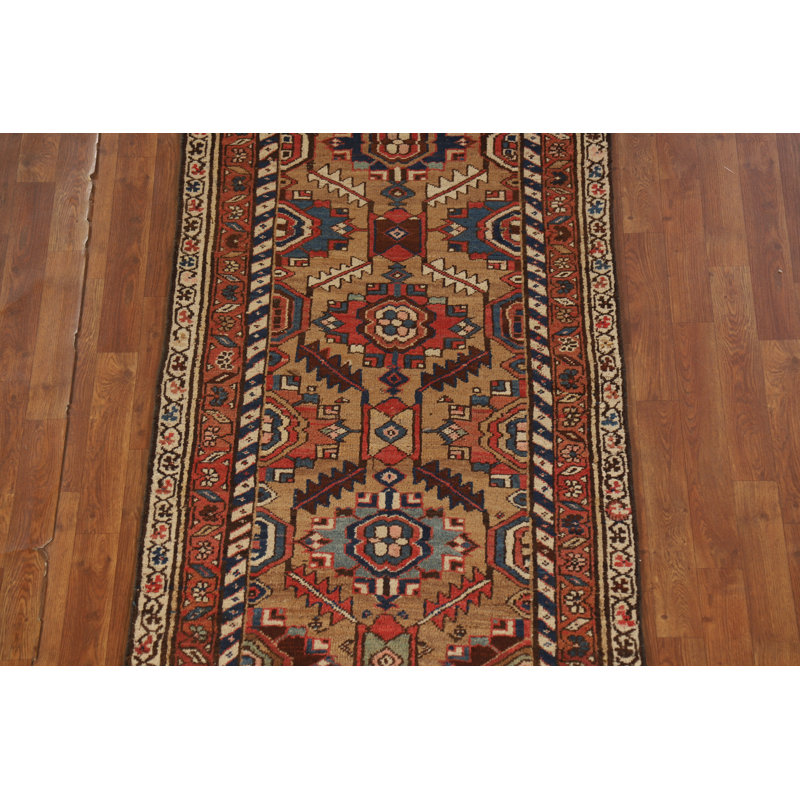 Pre-1900 Vegetable Dye  Runner Rug 3x16