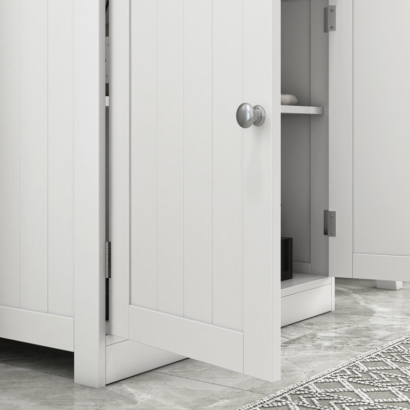 24" Bathroom Vanity Cabinet For Pedestal Sink - White | Stylish And Space Storage - Made 2 Adjustable Shelves Included Elegant Stainless Steel Hardware Modern Style Functional Space Saving Back Open