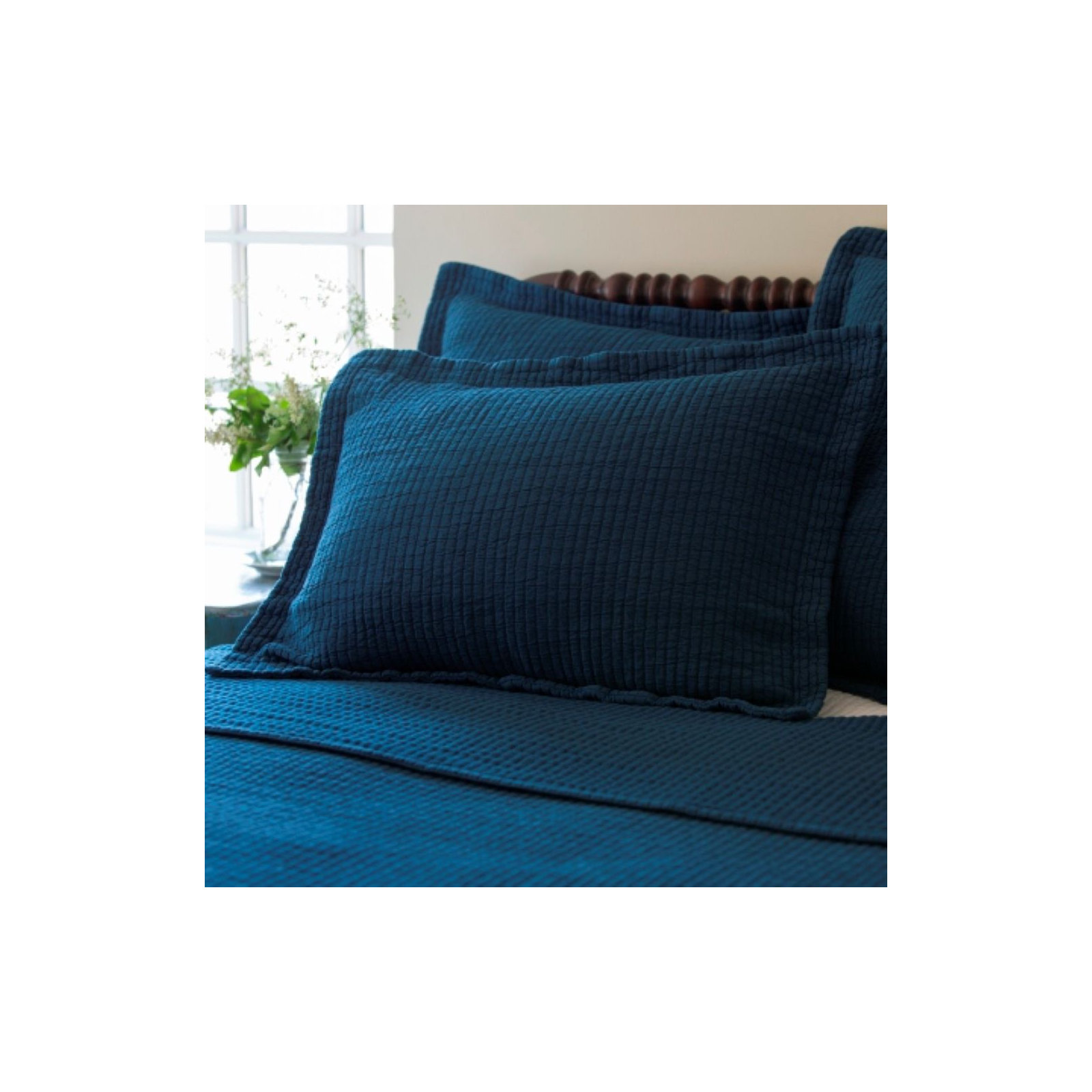 Hudson Stripe Cotton Blend Sham Set, Standard, Indigo