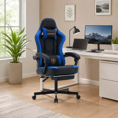 Adjustable Reclining Ergonomic Faux Leather Swiveling PC & Racing Game Chair