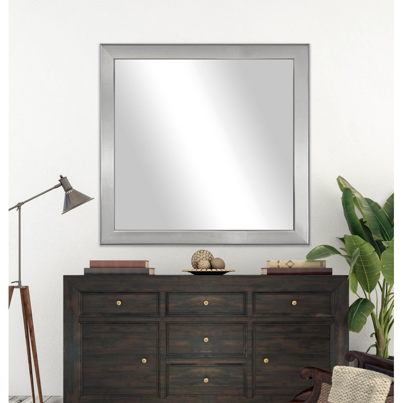 Grena Engineered Wood Flat Wall Mirror, 30.5" H x 18.5" W, Silver