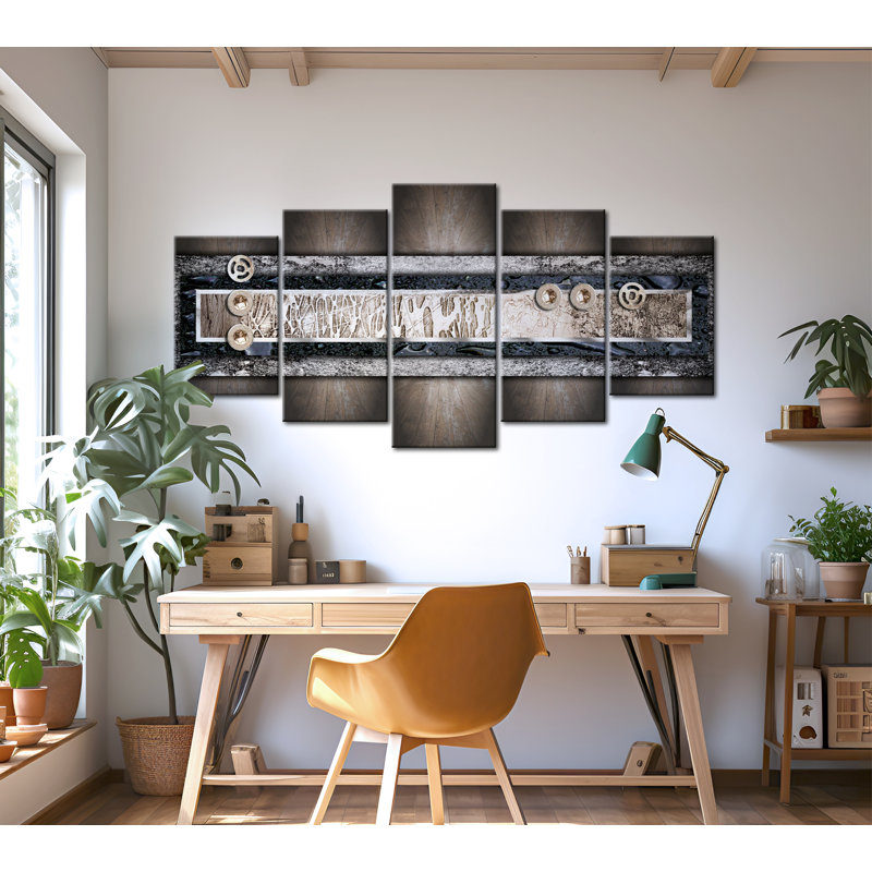 Couleurs de la terre sur toile, reproduction de 5 pièces, H 20 po x l 40 po x P 0,7 po