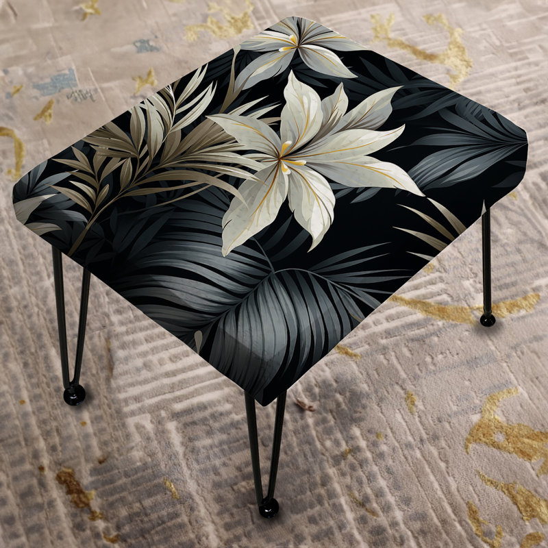 Monochrome Mirage Tropical Pattern - Tropical Rectangle Ottoman