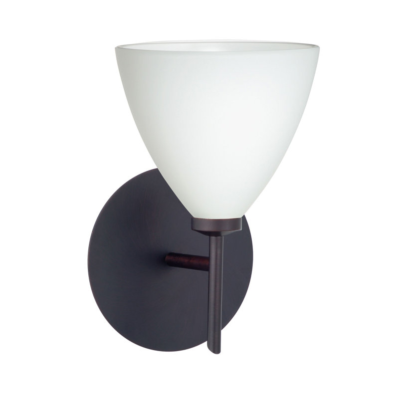 Mia Armed Sconce, Bronze, Opal Matte, Incandescent
