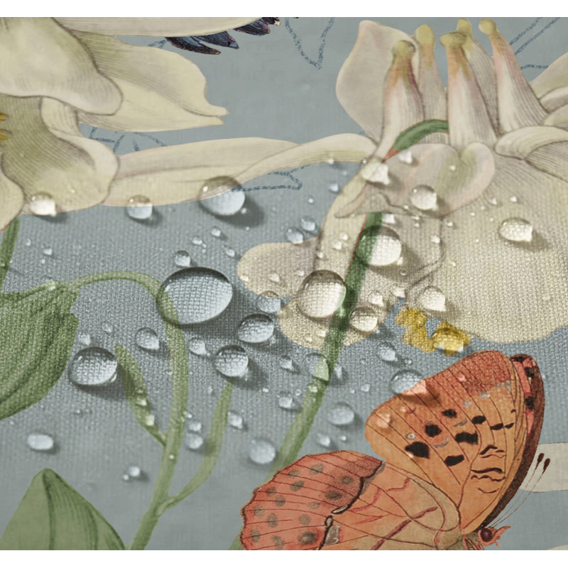 Flutter and Bloom Blue Shower Curtain