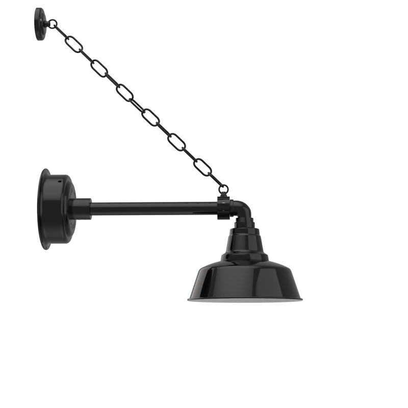 Luminaire de grange d'extérieur à DEL Vandervliet, H 10 po x l 10 po x P 22 po, Noir