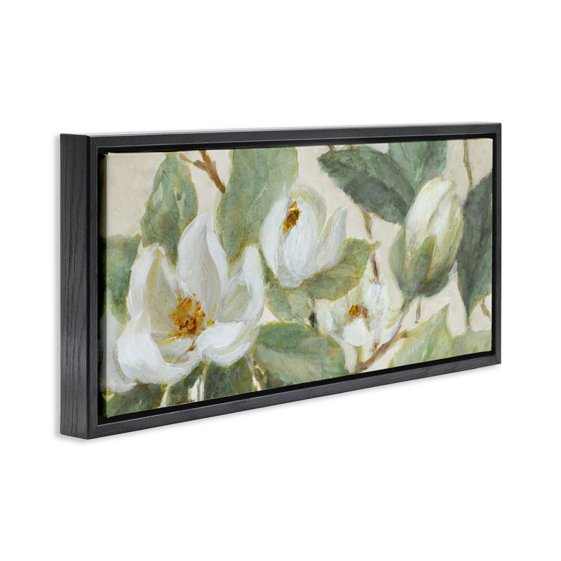 Cadre flottant délicat Magnolia Dreaming, design par Lanie Loreth, H 11 po x l 25 po, Cadre flottant noir de jais
