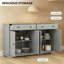 Buffet 55,1 po de style nordique avec tiroirs de rangement, tablettes réglables, buffet gris et chêne pour le salon, la cuisine et le vestibule-540563188