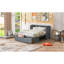 Lit escamotable double avec port USB et grand tiroir, gris-120940429