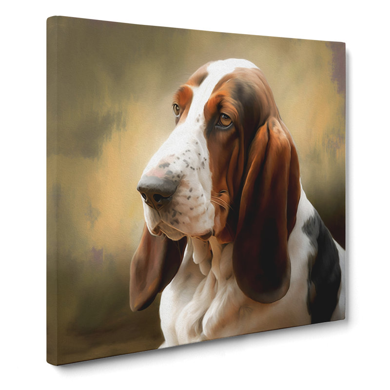 Basset Hound Digital Art - Wrapped Canvas, 50cm H x 50cm W x 3cm D