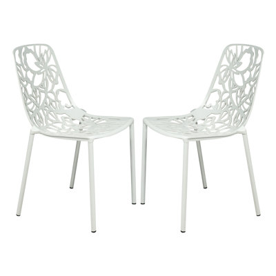 Rabia Outdoor Patio Aluminum Dining Side Chair with Floral Cutout Design by Brayden Studio