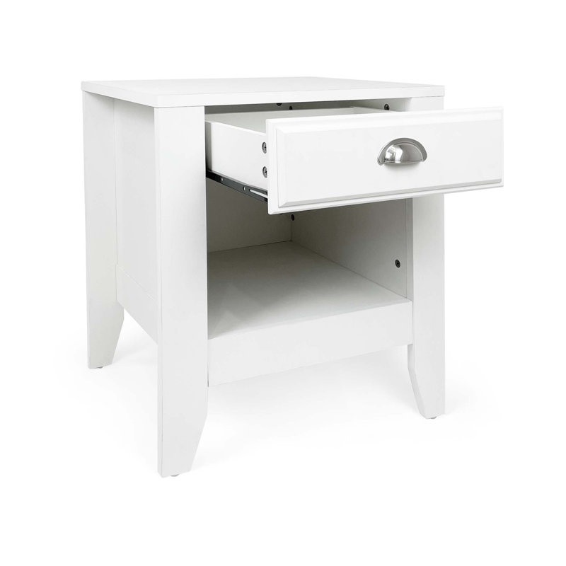 Table de chevet contemporaine en faux bois avec rangement et design fonctionnel