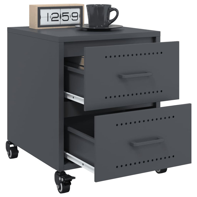 Angala 36 cm W Steel Bedside Table, Anthracite