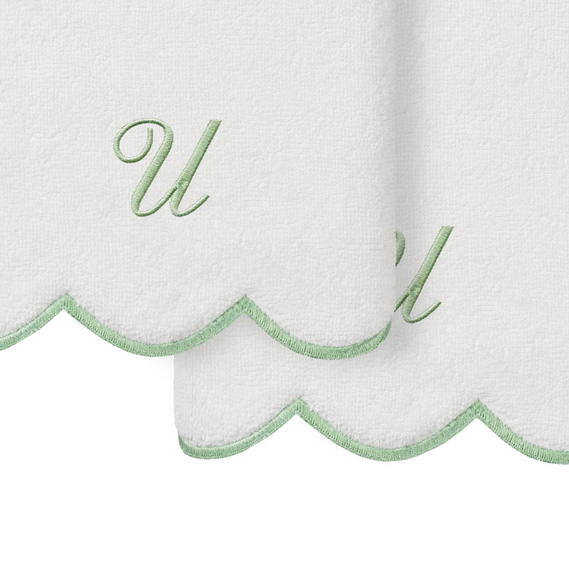  Ensemble de serviettes 100% coton turque ADORNIA, Ensemble de 2 essuie-mains, Blanc/vert, U