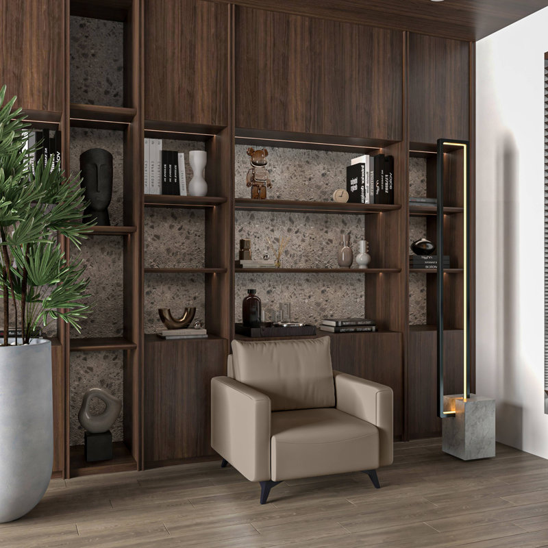 Fauteuil d'appoint en cuir Lapathos, Similicuir taupe