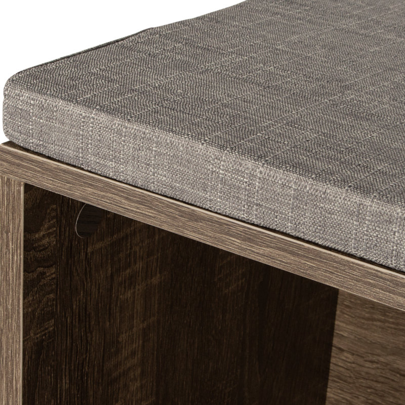 Cotton Upholstered Storage Bench, Brown