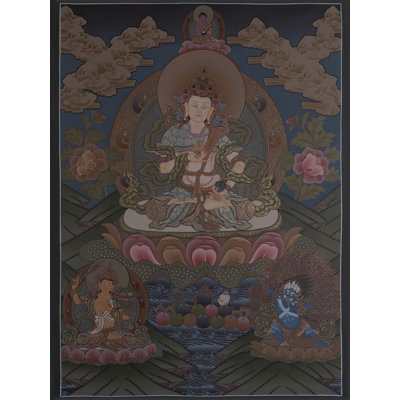 Vajrasattva - divinité bouddhiste tibétaine (Thangka Brocadeless)