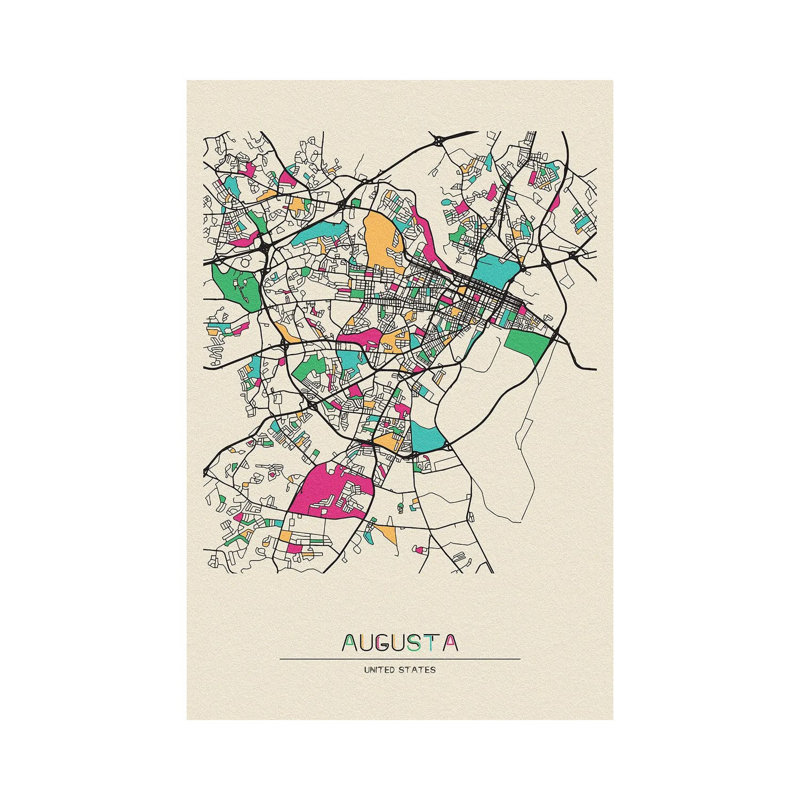 Augusta, Georgia Map by Ayse Deniz Akerman - Wrapped Canvas Gallery-Wrapped Canvas Giclée