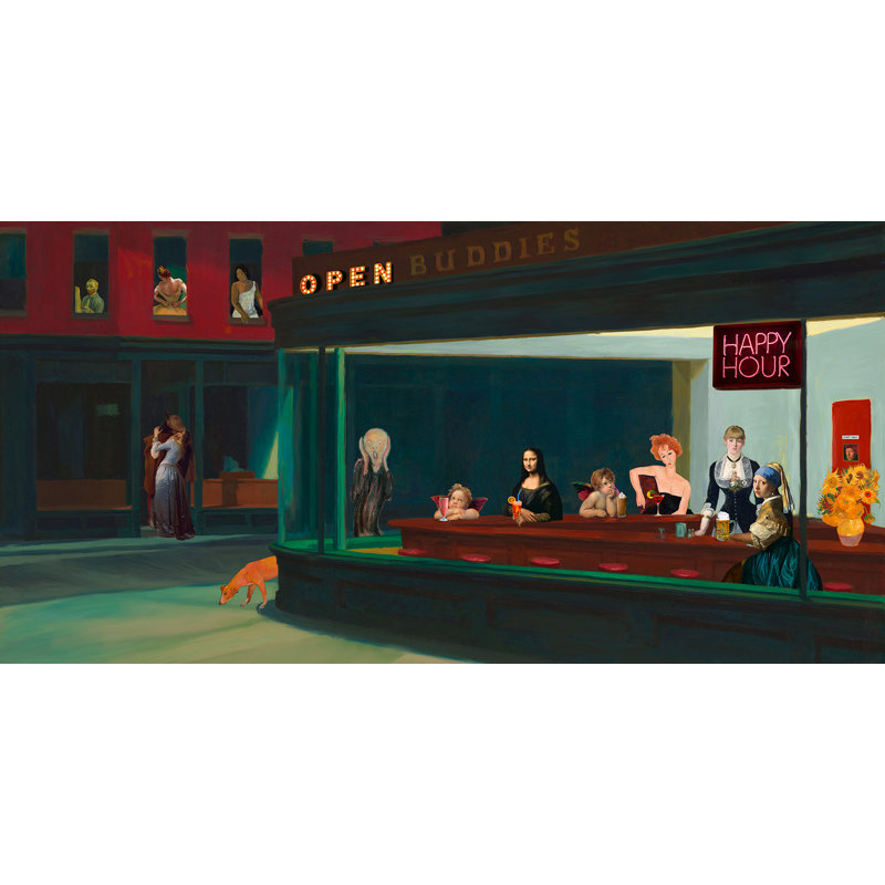 2SH5908 An Art Night Out by Steven Hill - Wrapped Canvas Print, 35cm H x 70cm W x 4cm D