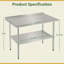 Table de préparation et de travail en acier inoxydable Profeeshaw, 30 po x 48 po, avec dosseret et tablette réglable, robuste pour les cuisines commerciales, les restaurants, les hôtels et les garages