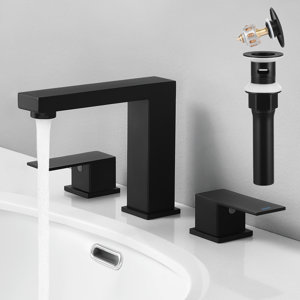 KES Bathroom Sink Faucet Widespread cUPC with Supply Hoses and 2 Handles with Drain Assembly