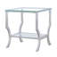 Table de bout carrée en verre chromé