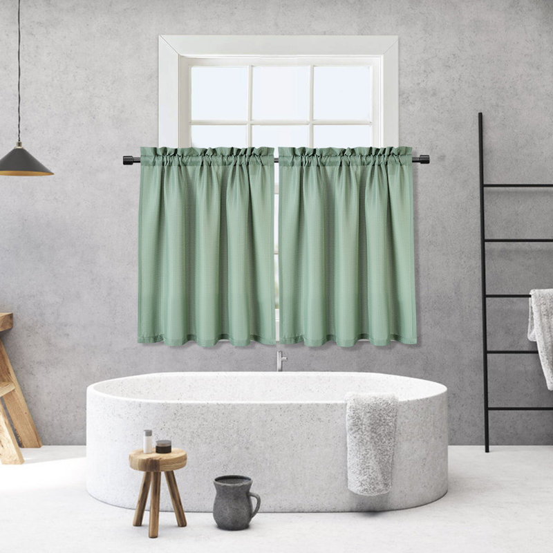 Ensemble de 2 rideaux imperméables gaufrés Sage Waffle Weave, l 30 po x L 24 po par panneau