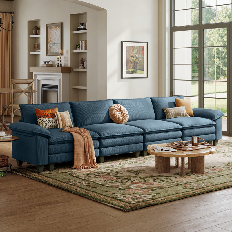 Canapé modulaire rembourré 157,5 po Colbey, 34.64'' H x 157.48'' W x 34.64'' D, Marine