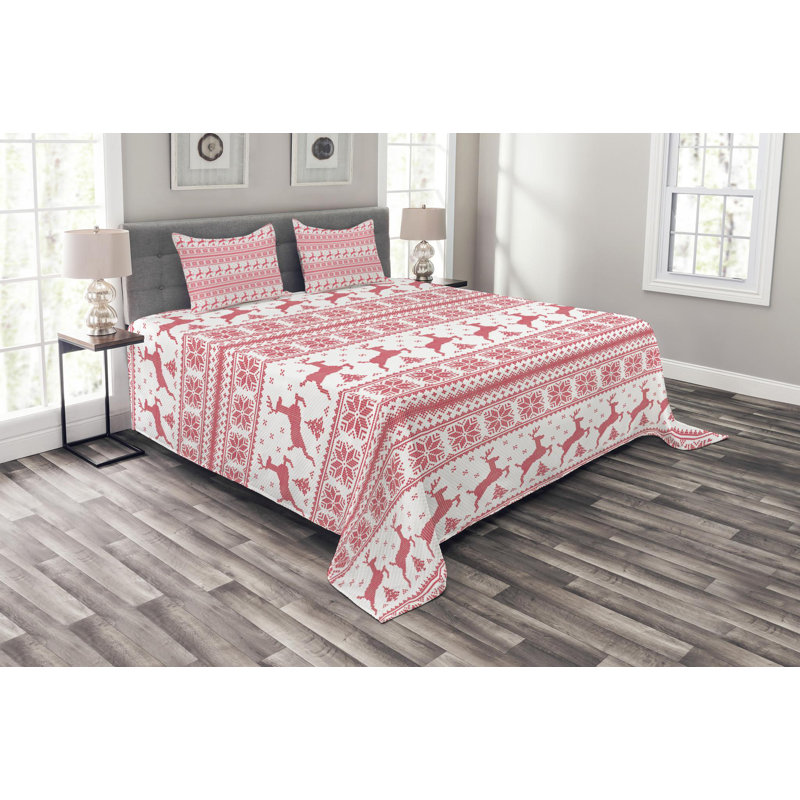 Rustic Polyester Geometric Shapes Coverlet, King Coverlet + 2 Shams
