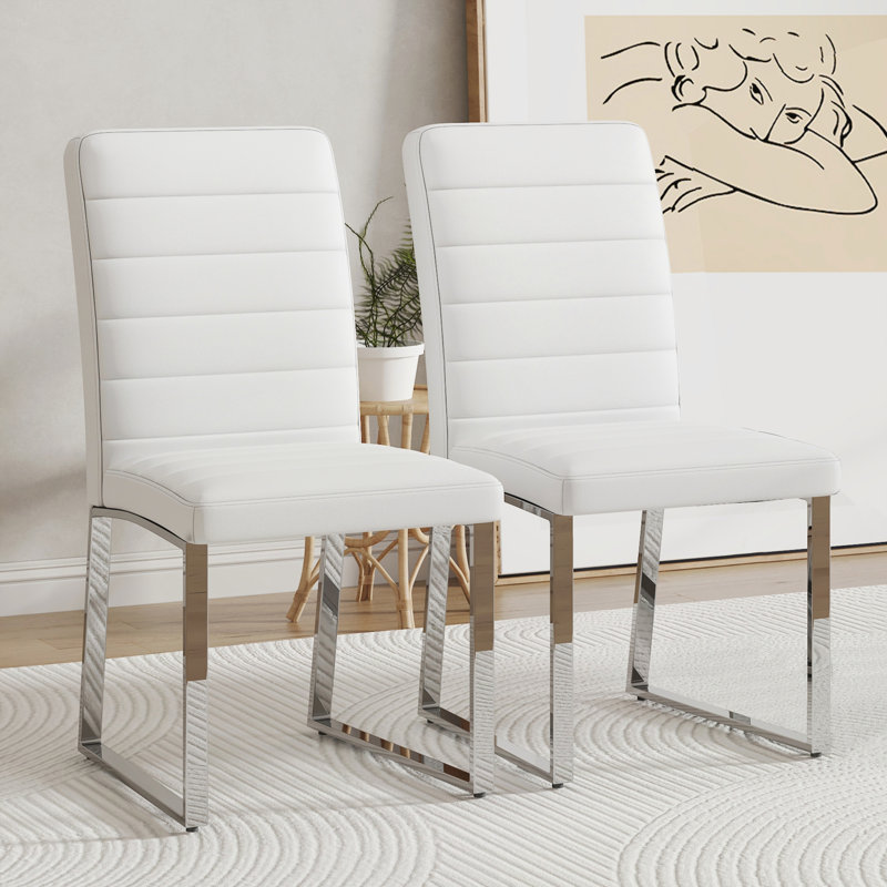 Ensemble de 2 chaises de salle à manger pour la cuisine, Blanc, Blanc