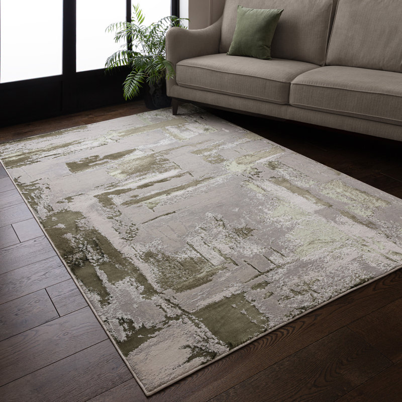 Asiatic Stellar Abstract Green Rug, Rectangle 80 x 150 cm