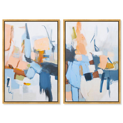 «Bright Brush Palette Duo», impression sur toile par Art Remedy, cadre doré, 36 x 54