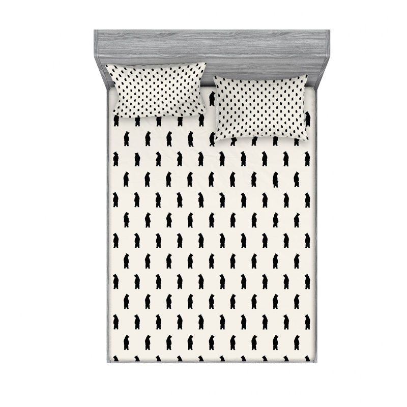 Microfiber Sheet Set, Full/Double Sheet Set with Fitted Sheet, Geometric 3