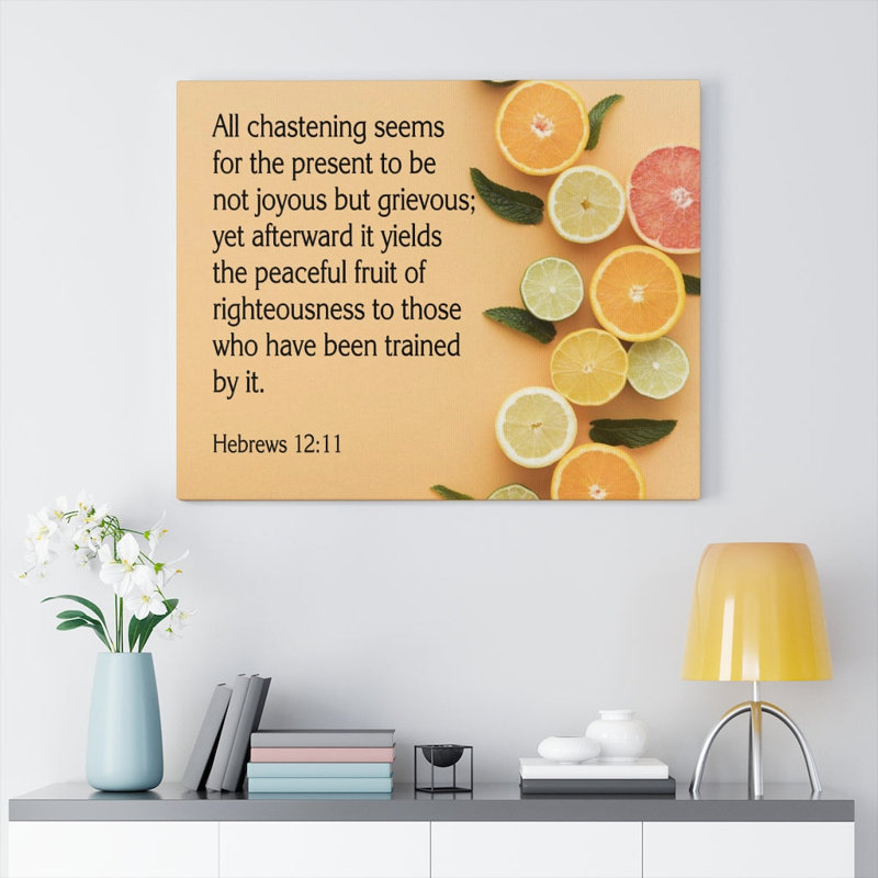«Fruit of Righteousness Hebrews», art mural Christian, H 12 po x l 16 po x P 1,25 po