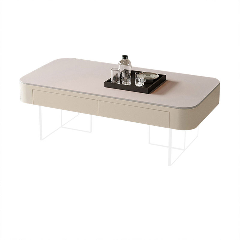 Table basse rectangulaire en bois manufacturé blanc mat et bois manufacturé, H 18,11 po x L 51,18 po x l 25,59 po, Blanc