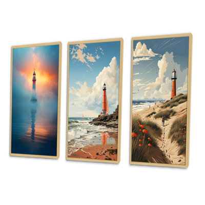 Serene Layer in Sunset Mist - ensemble de 3 reproductions