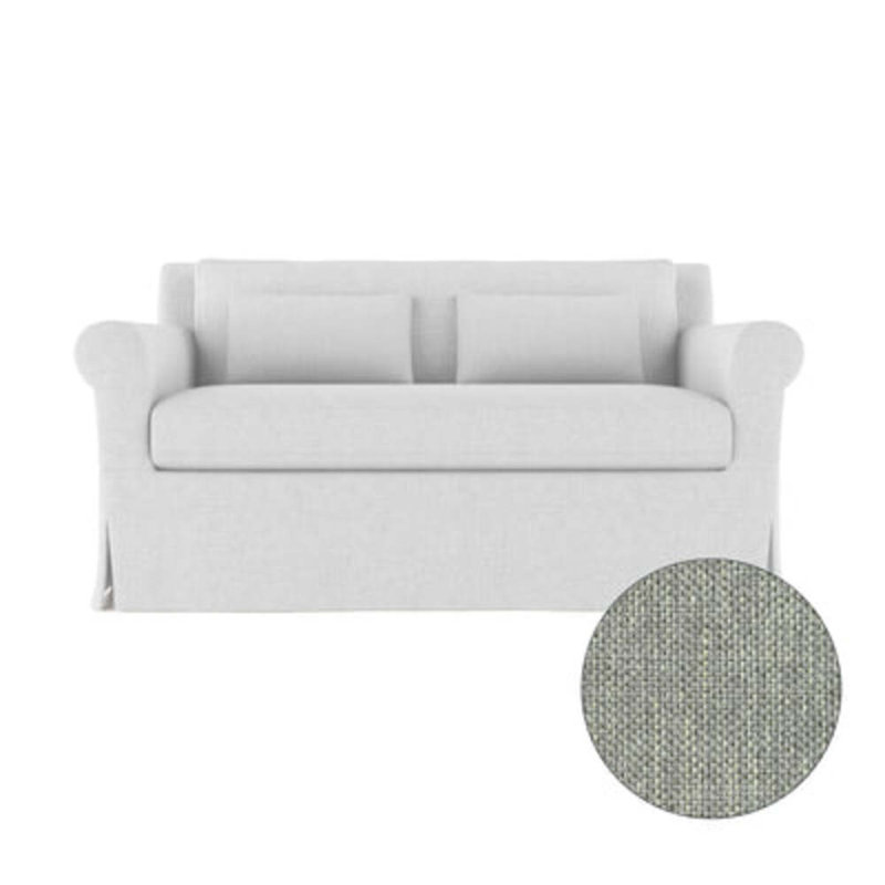 Causeuse à accoudoirs arrondis Ludlow, H 34 po x l 60 po x P 38 po, Pebble Weave Linen Haze, Patiné