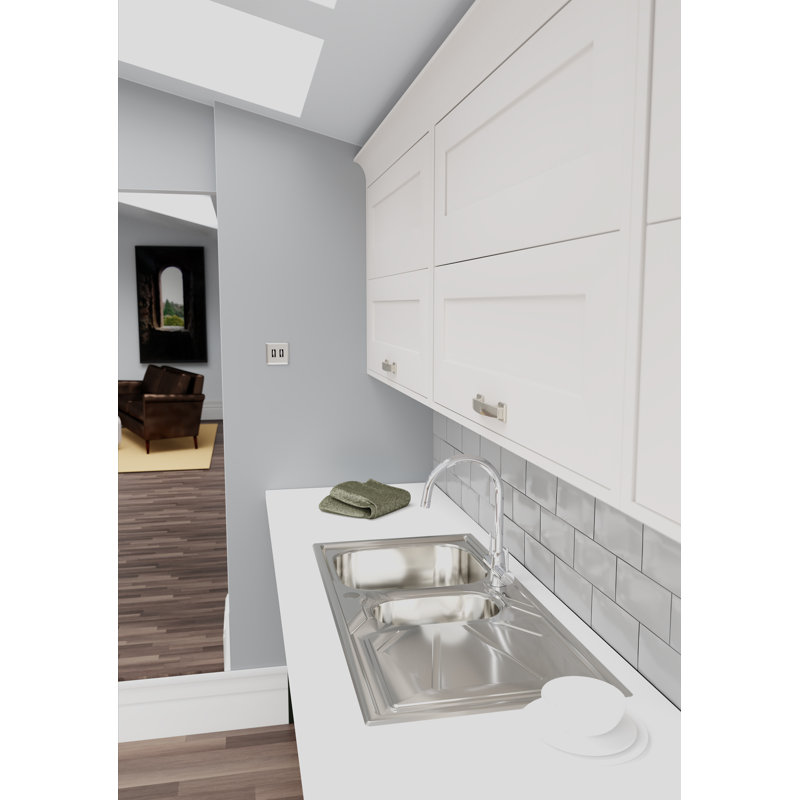 Abode Designs Trydent 500mm W Double Bowl Stainless Steel Drop-In Kitchen Sink with 2 Faucet Holes