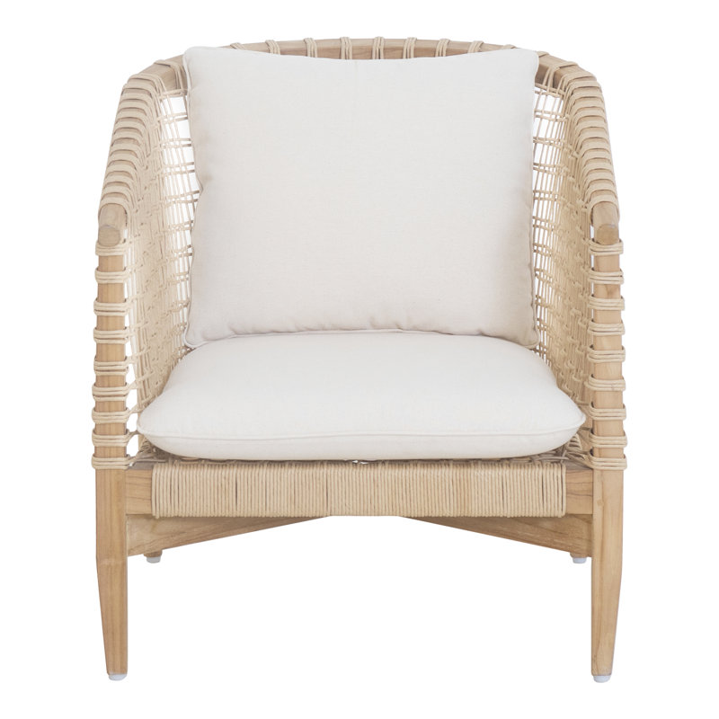 Outdoor Teak Lounge Chair, White, Natural