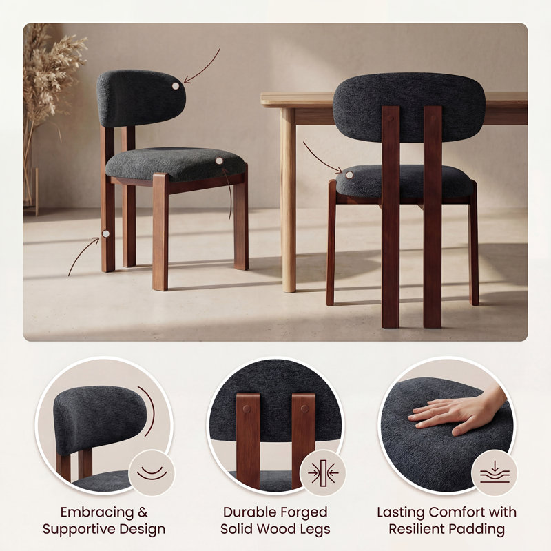 40.5cm H Fabric Upholstered Upholstered Back Side Chair in Camel, Dark Blue, Walnut