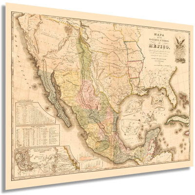 " Vintage 1847 Mexico Map Poster "