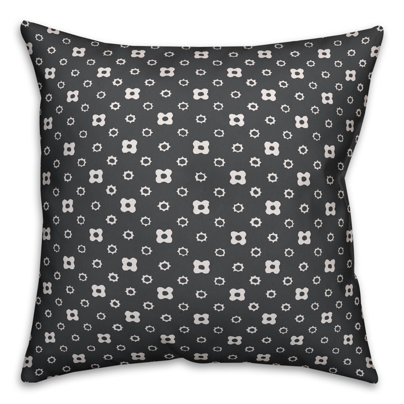 Floral Throw Pillow, 20" x 20", Gray, Indoor