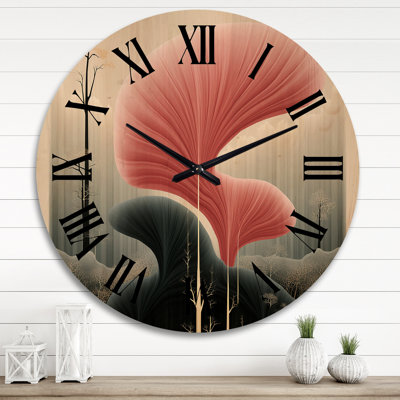 The Mystery of Silence Vintage Landscape - Modern Geometric Oversized Wood Wall Clock