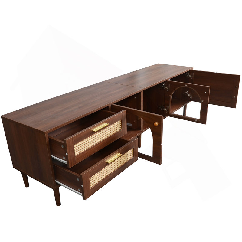 TV Stand with Solid Wood Legs, 80" TVs