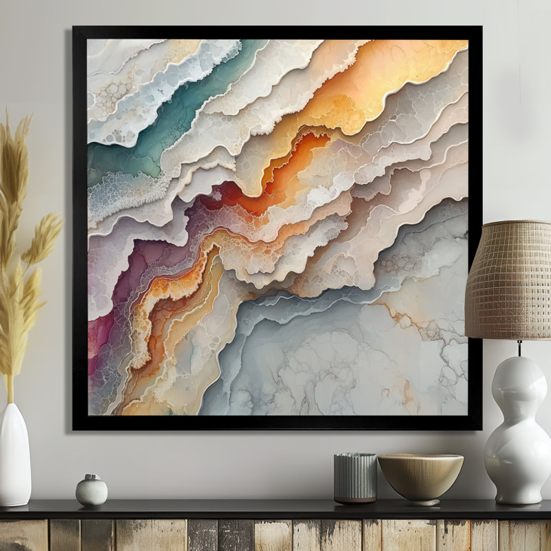 Omarri, éternel équilibre en marbre dans les tons de terre II - marbre abstrait, art mural, H 16 po x l 16 po, Noir