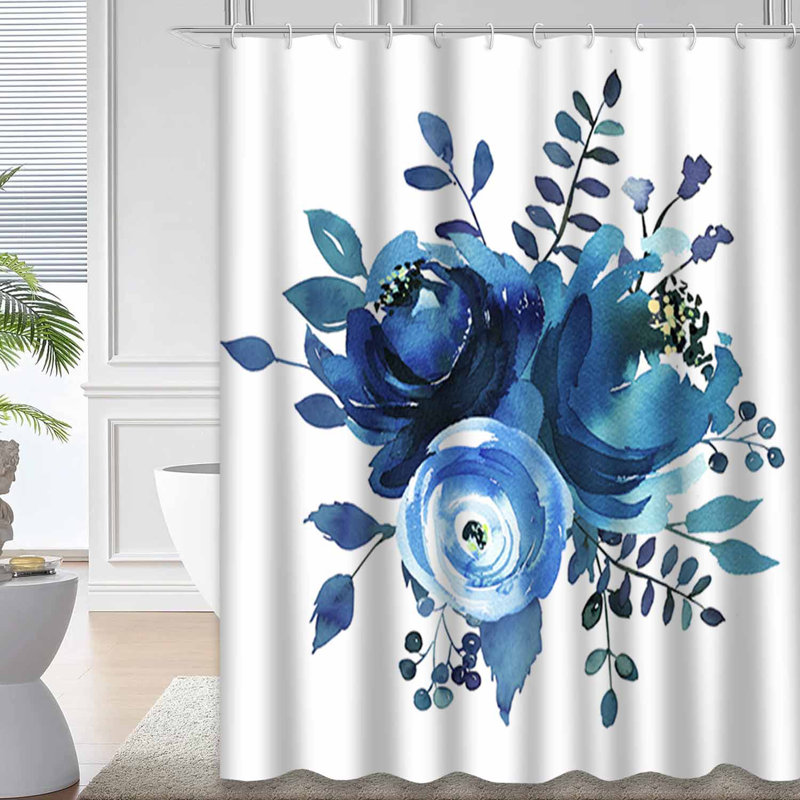Rideau de douche avec 12 crochets Watercolor, L 72 po x l 72 po