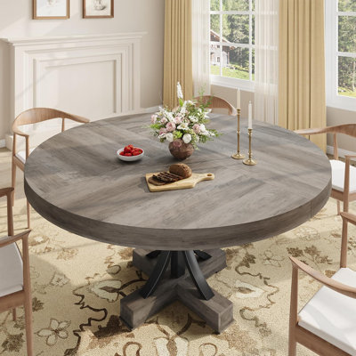 Table de salle à manger 47 po pour 4-6 personnes - Design industriel de ferme avec plateau en bois épais et imperméable et base en fer robuste